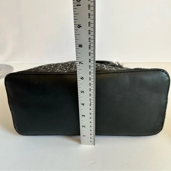 GUESS Black Monogram Dome Satchel Handbag with Charm GG Logo Bag - Picture 7 of 9